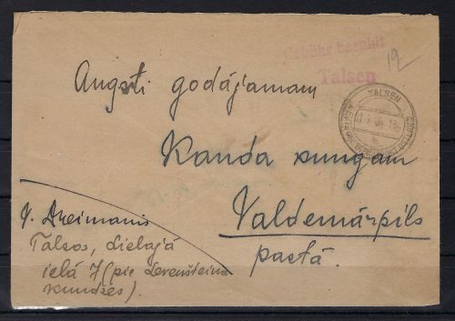 Feldpost aus Kurlandkessel Talsen/Talsi, aus dem letzten Kriegstag 7.5.1945