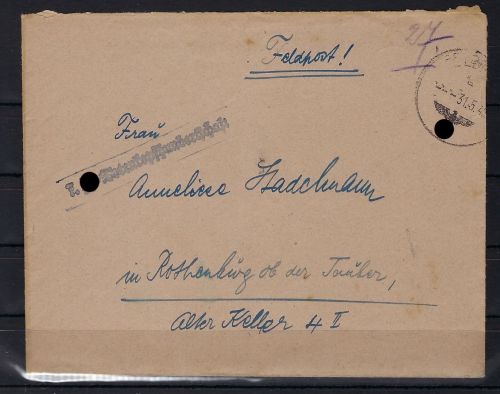 Feldpost 7. SS Totenkopf Hundertschaft, FP 18456 B mit Inhalt, Frot-Heimat