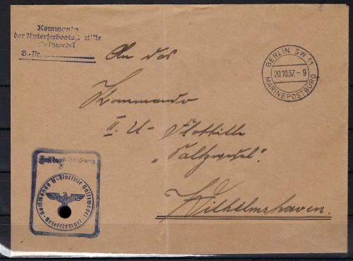 Dienstbrief Kommando der Unterseeboots-Flottille Salzwedel 1937