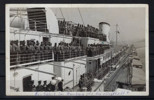 AK Schiff Wilhelm Gustloff Legion Condor 1939, Einfahrt in Hamburg