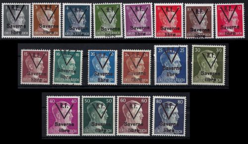 Elsass 2. WW, Hitler Serie mit Überdruck „Saverne Libre“ **