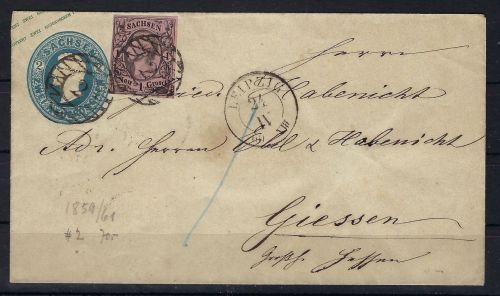 Sachsen Ganzsache U2 mit Zusatzfrankatur