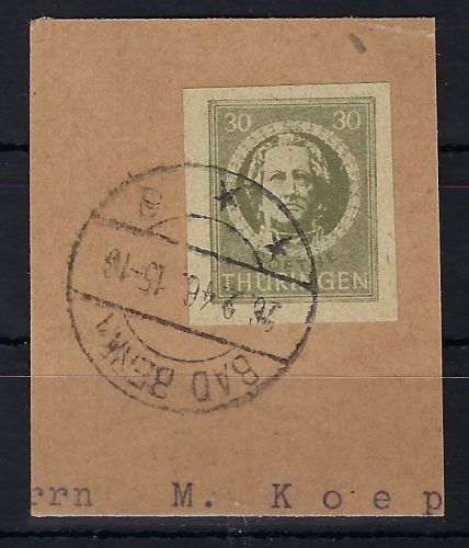 Thüringen Mi 99 BX au auf Luxus Briefstück, gepr. Ströh BPP