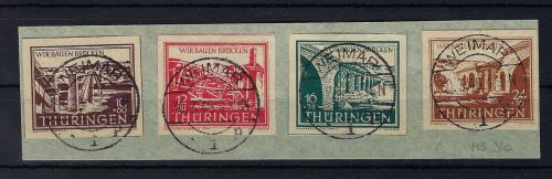 Thüringen Mi 112y - 115 cy auf Luxus Briefstück, gepr. Ströh BPP