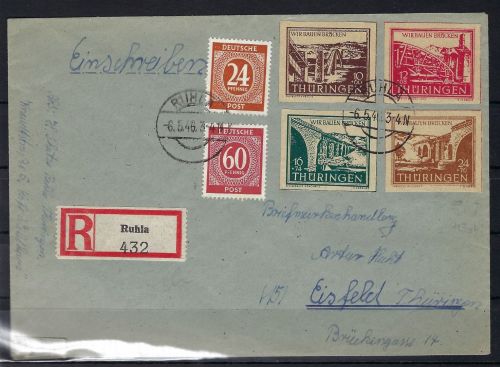 Kontrollrat/SBZ mit 113 by R-Brief Ruhla n. Eisfeld, gepr. Ströh BPP