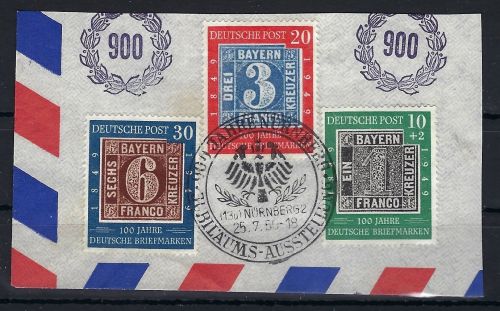 Bund 1949, Mi 113-115 auf Luxus Briefausschnitt mit SoSt