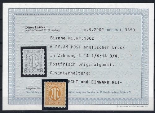 AM Post Mi 13 C z ** einwandfrei mit Befund Hettler BPP