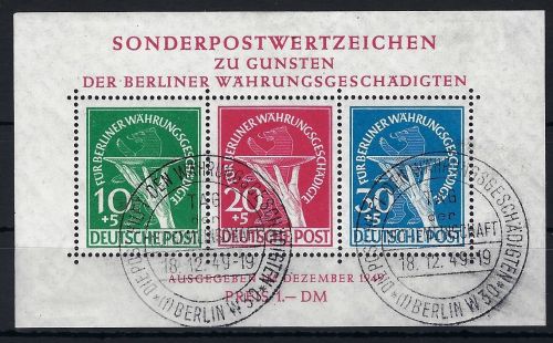 Berlin 1949, Block 1 mit SoSt und Originalgummierung, gep. Schlegel BPP