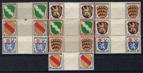 Fr. Zone Allg. Ausgaben Mi 1 - 10 ZW postfrisch, Satz mit Zwischenstegen