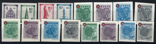 Fr. Zone Baden - Württemberg, alle Blockmarken der ungezähnten Blocks