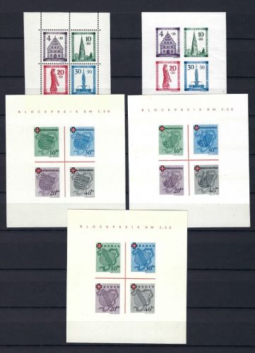 Fr. Zone Baden - Württemberg, alle 5 Blocks ** / (*)