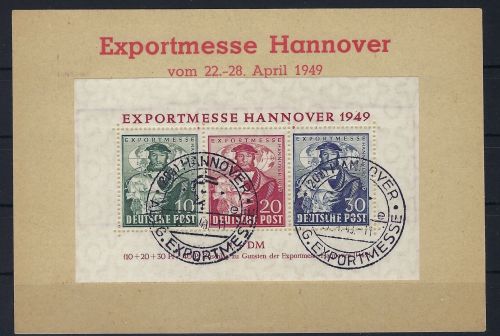 Bizone Block 1a mit SoSt auf Postkarte, FFA Schlegel BPP