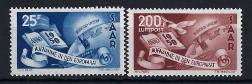 Saar Europarat 1950, Mi 297 - 298 ** Luxus, gep. Ney BPP