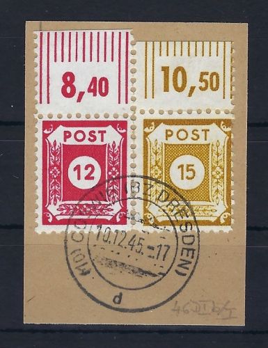 Ost Sachsen Mi 46 b DI / I und 47 a DI auf ,, mit FFA Stroh BPP