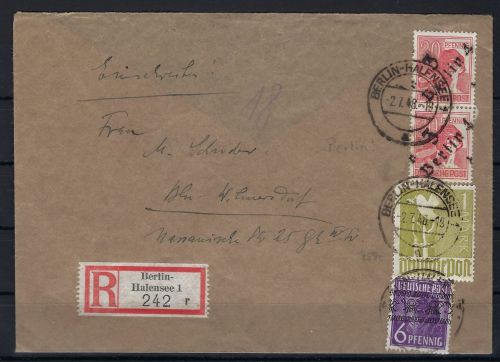 Zehfachfrankatur Kontrollrat II Mi 959c, SBZ Mi 176I (2) Bizone Mi 37I