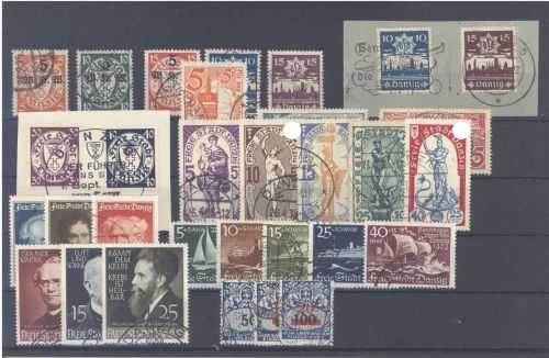 Danzig, gestempelter Posten aus 1924-38 auf Steckkarte