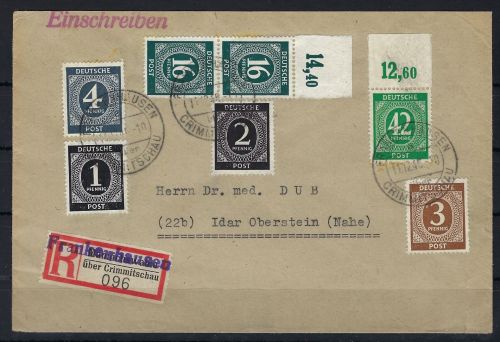 Kontrollrat I Mi 930 P OR Einschreiben portogerecht ab Frankenhausen