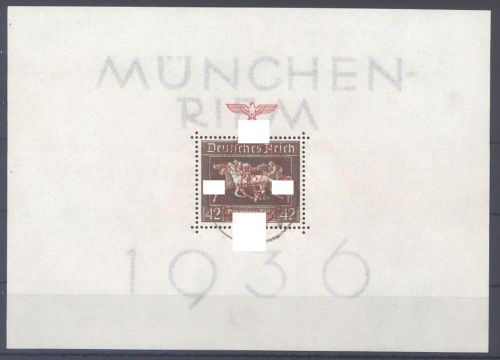 Dt. Reich Block 10 Braunes Band München Riem 1937 Ortsstempel