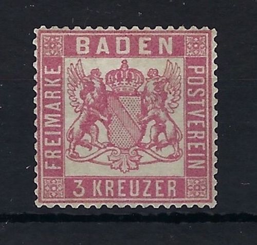 Baden, Mi 16 mit Neugummi, Bewertung als (*), ME 1000€