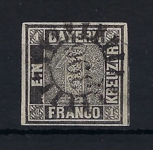Bayern Schwarze Einser, Mi 1° nentr. gestempelt, sig. Grobe, ME 3.500€