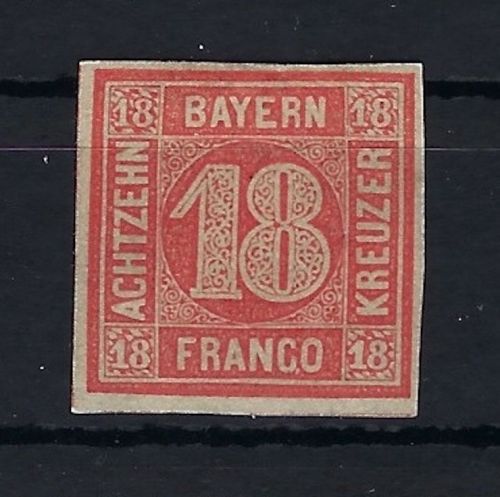 Bayern Mi 13 a (*) ohne Gummi, vollrandig und signiert, ME 500€