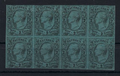 Sachsen, Mi 10 a im 8er-lock */**, untere 4er-Streifen **