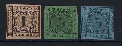Baden Neudrucke, Mi 1b, 3a und 8 jeweils (*) ohne Gummi, ME 155€