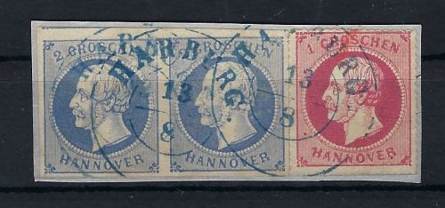 Hannover Mi 15 a Paar breit- bis übrerrandig auf Luxus Briefstück (PP
