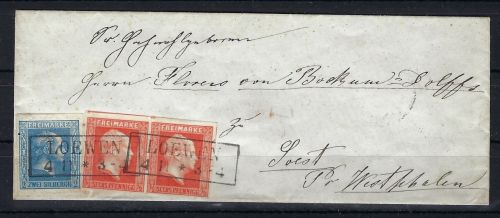 Preußen Mi 1 Paar breitrandig, MiF von Loewen n. Soest (PP