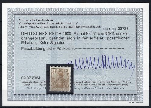 C) DR Germania, Mi 54 b **, mit Befund Jäschke-L. BPP