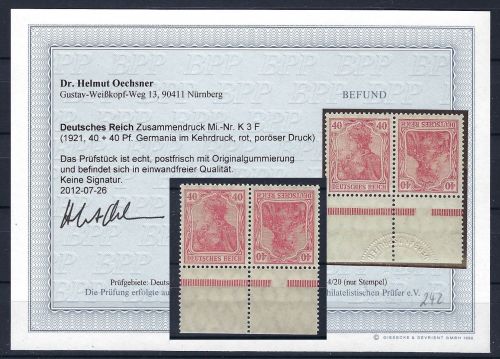 C) DR Germania Mi K 3 F **, Befund Dr. Oechsner BPP, ME 500€