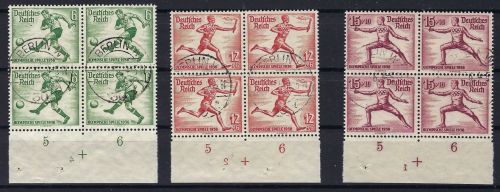 C) DR Olympiade 1936, Mi 626, 629, 630 VB UR mit Passerkreuz