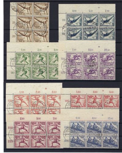 DR Olympiade 1936, Mi624 - 631 ° 6er-Block meist au BE OL (CC