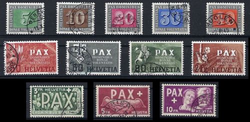 C) Schweiz Pax Satz gestempelt komplett, Mi 447-459, gute Qualität