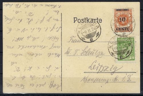 Memelgebiet MI 169 A III (+100 %) Postkarte Klaipeda n. Leipzig