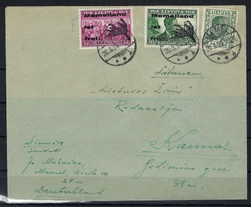 Memelgebiet Mi II - III / II Bedrfsbrief Memel nach Kaunas