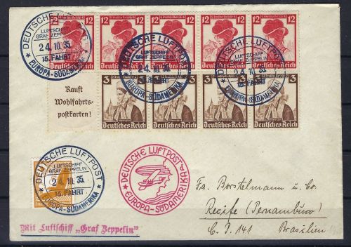 DR H-Blatt 104 B, Zeppelinbrief n. Recife, Europa-Südamerika (CC