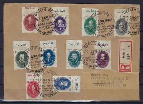 DDR Akademie, Mi 261-270 mit Oberrand, schöner Satzbrief