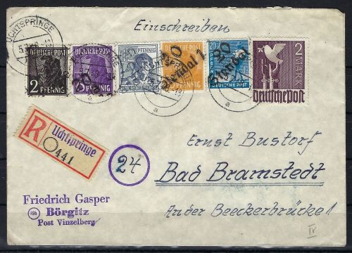 SBZ Handstempel Bez. 20, MiF 166/167/170/173/175 IV, Ballschmidt BPP