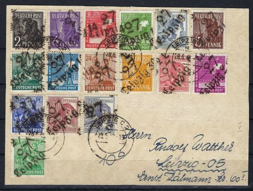 SBZ Handstempel Bezirk 27, Mi 166-181 V ° gepr. Dr. Böheim BPP