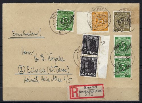 SBZ Handstempel Bezirk 36 Einschreiben MiF gepr. Ballschmidt BPP