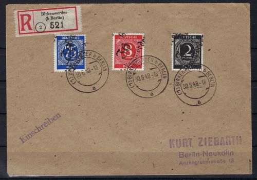 SBZ Handstempel Bezirk 36, Mi Ia VII, Id VII, Iv VII, Einschreiben