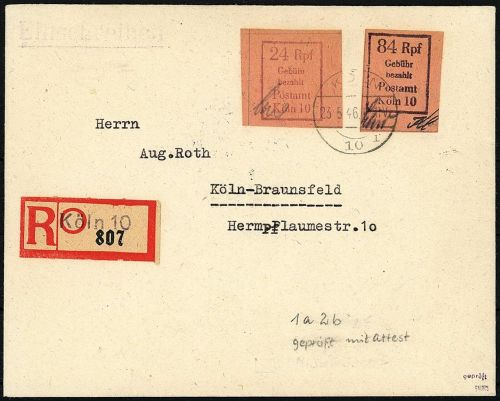 Lokalausgaben Köln (Rhein), Mi 1a + 2b auf Einschreiben, ME 1.400€