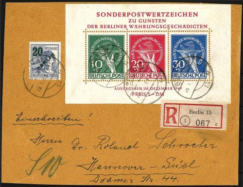 Berlin Block 1 ° mit PF II, einwandfrei, FFA Schlegel BPP, ME _._