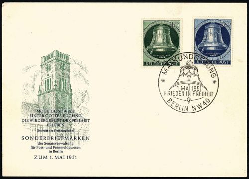 Berlin Mi 76 - 78 auf FDC mit ESST Maikundgebung, EM 200€