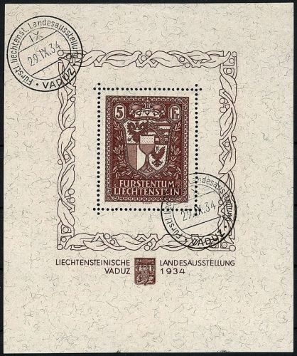 Liechtenstein Block 1 ° in einwandfreier Qualitä, ME 3.000€