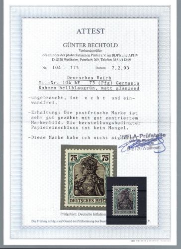 C) DR Germania Mi 104 d ** (früher 104 b F) einwandfrei, FFA Bechtold