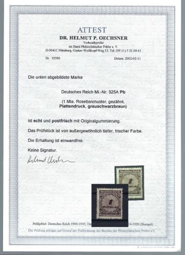 C) DR Mi 325 A P b ** einwandfrei, mit FFA Oechsner BPP, ME 1.200€