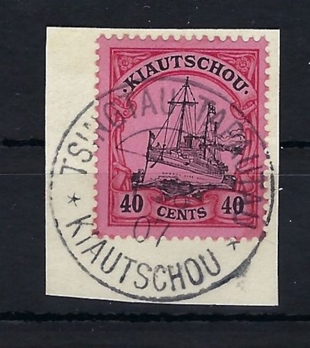 Kiautschou Mi 33 perfekt gestempelt, Briefstück, Luxusqualität (CC