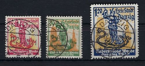 Danzig Mi 90-92° gep. Infla Berlin / Dr. Oechsner BPP, einwandfrei (CC